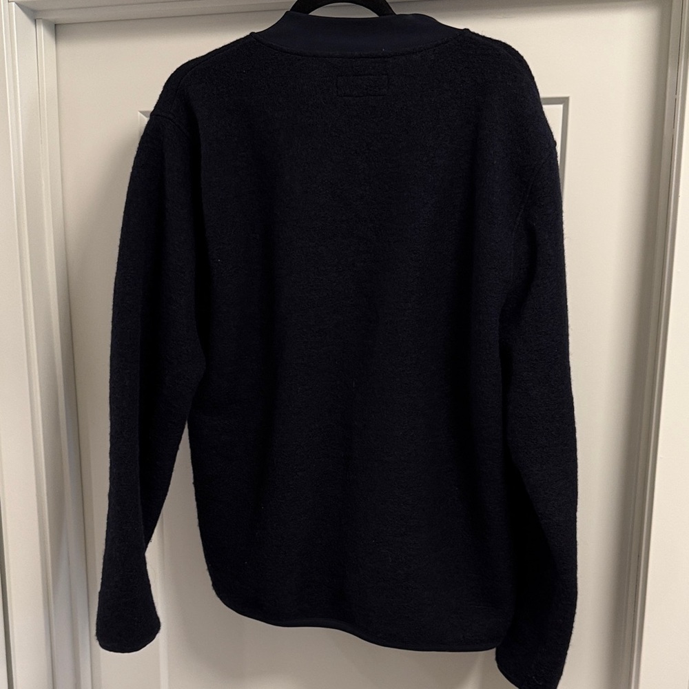 Universal Works Navy Zip-Up Wool Bomber Jacket - Picture 3 of 5